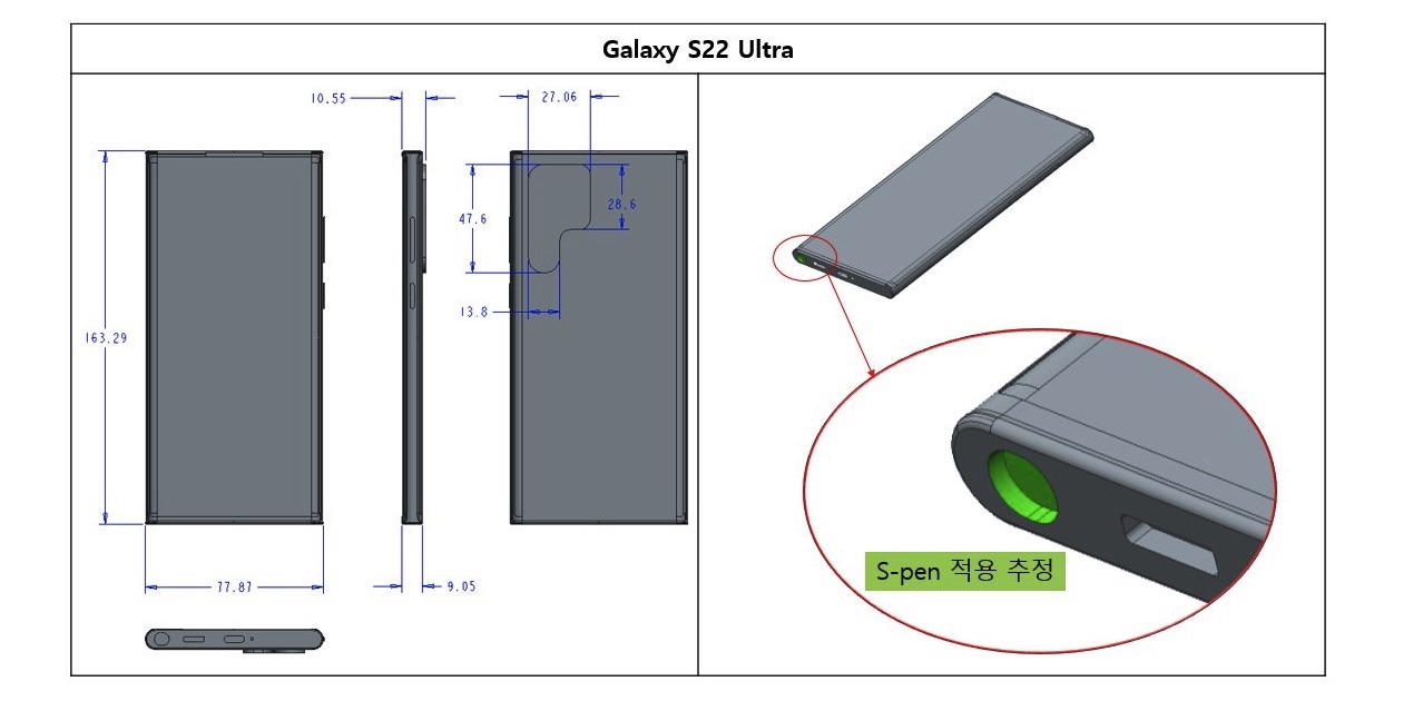 Samsung Galaxy S22 Ultra Dimensions