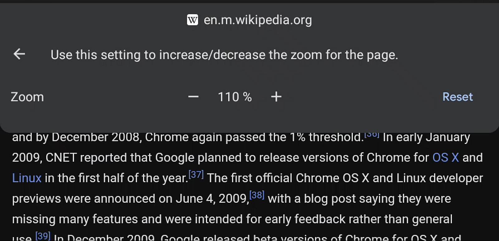 Chrome mobile browser testing out Page Zoom Android Community