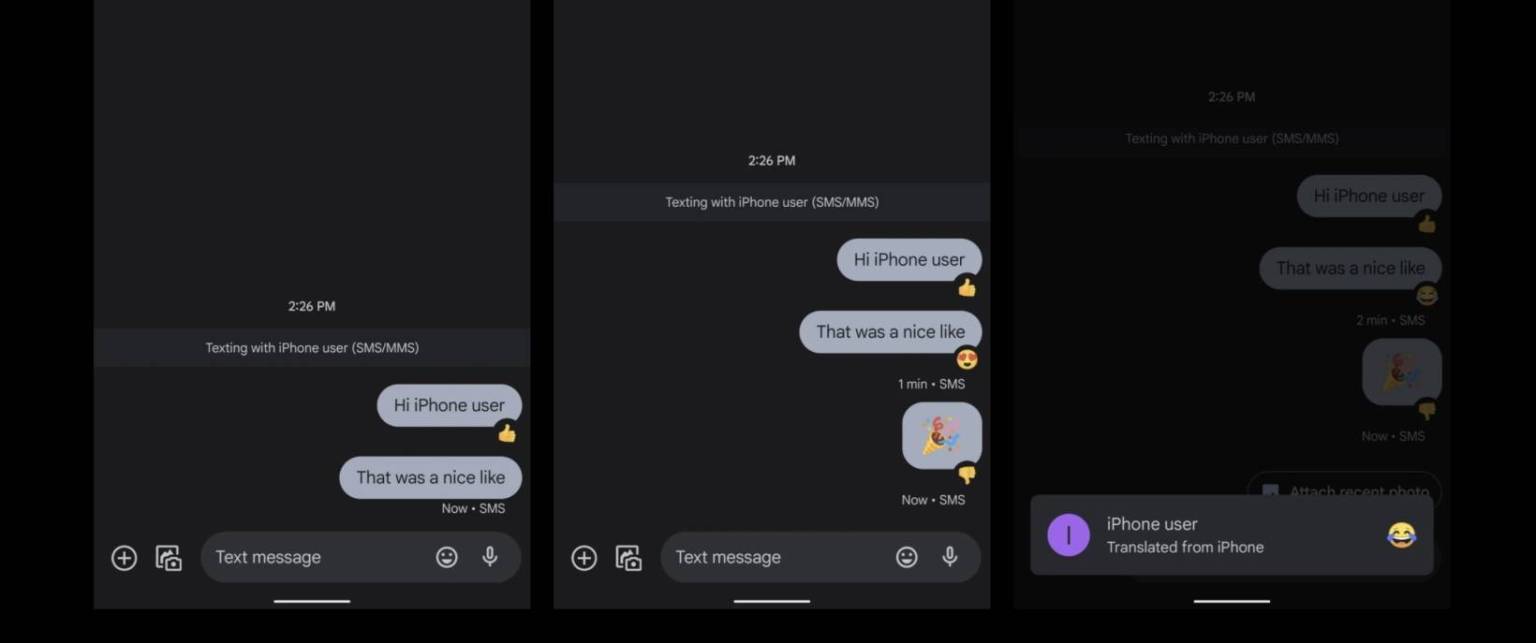 Google Messages now translates iMessage reactions as emojis - Android